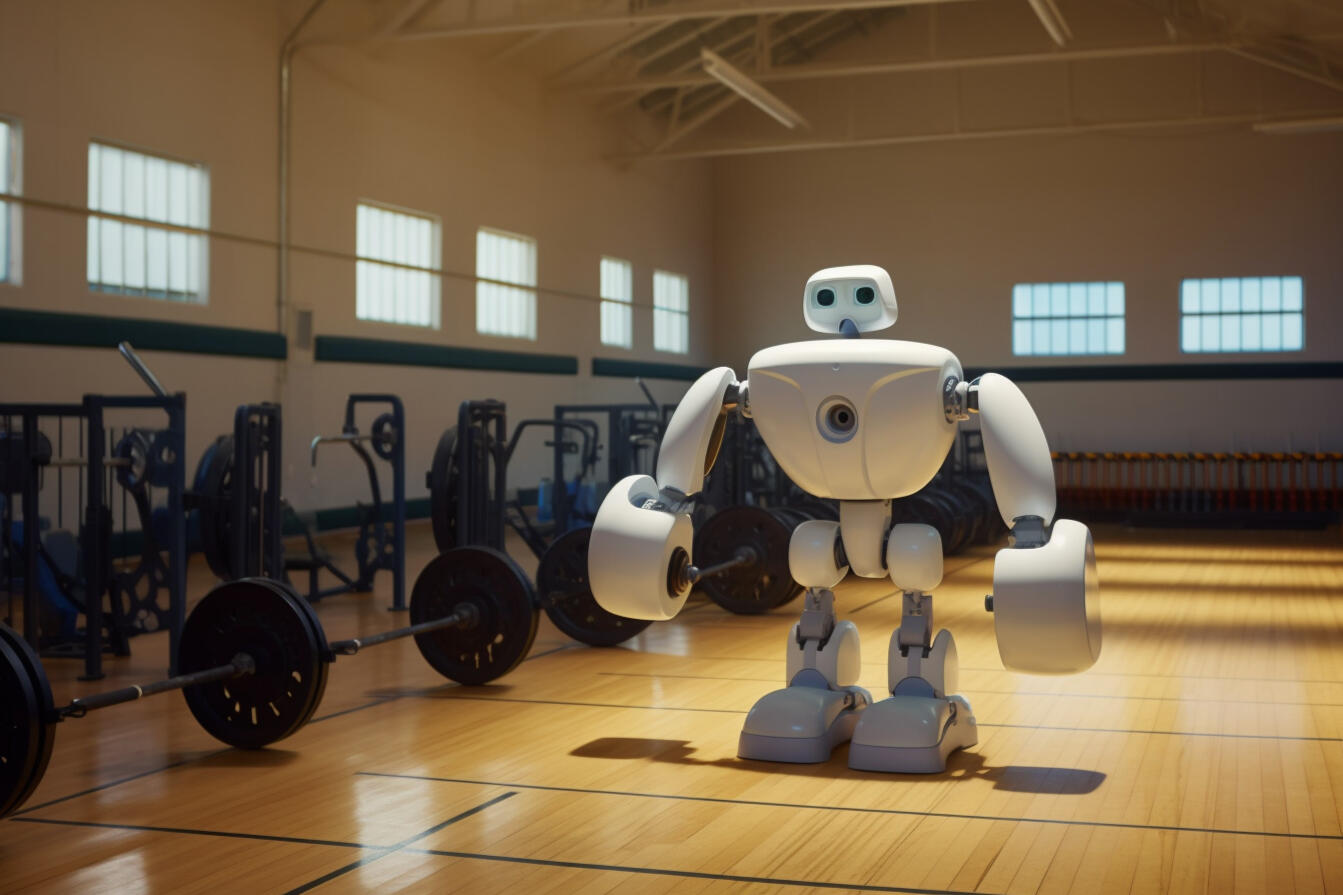 a robot practicing in the gym. pixar --ar 3:2 --v 5